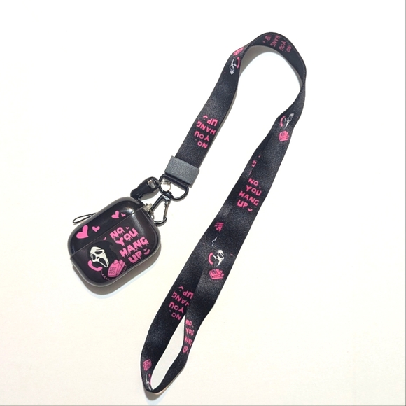 Ghostface "Scream" Black and Hot Pink AirPods Case with Lanyard - Picture 1 of 5